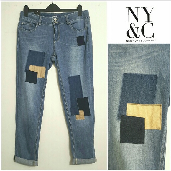 🆕👖 SOHO NY Suede Patchwork Boyfriend Jeans NY&CO - Picture 13 of 13